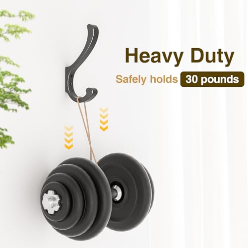 Hanging Coat Hooks Wall Mount - Heavy Duty (30LB), Large Coat Hanger Wall Hangers, Metal Hooks For Towels, Backpacks, Hats, Jackets, Keys, Bags, Robes, Dog Leashes (6 Pack) - Image 3
