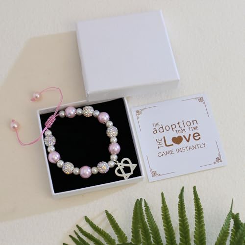 Image of LZ EMOTION Natural Stone Adoption Bracelet Adoption Jewelry with Adoption Symbol Adoption Day Gifts for Adoptive Parents Gotcha Day Gift, Thank You Gifts