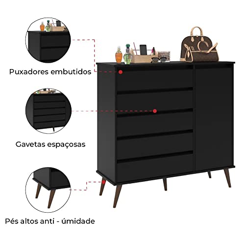 Cômoda Sapateira Rubi Preto 29620 Ej Móveis