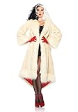 Leg Avenue Costumes Disney Cruella Satin Lined Faux Fur Coat with Tail Shawl Collar