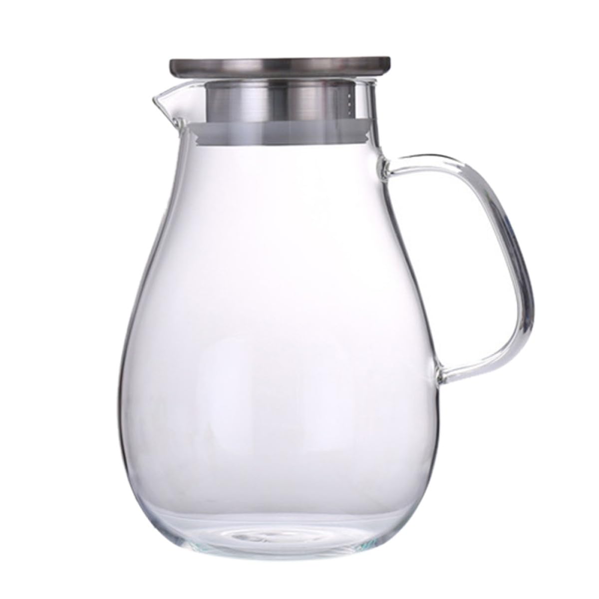 1 Stück Großer Glaswasserkrug mit Edelstahldeckel Hohe Kapazität Tropffrei für Kaltes Wasser oder Saft im Haushalt