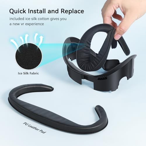 AMVR Facial Interface Compatible with Meta/Oculus Quest 3 Face Pad Accessories, with Soft PU Face Cushion Replacement and Breathable Ice Silk Cotton, Air-Circulation(Not for Q3S) - 4