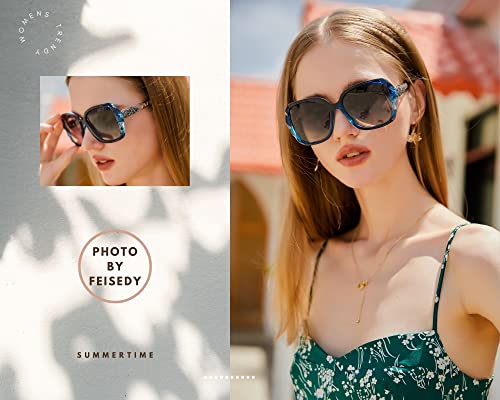 Image of FEISEDY Oversized Sunglasses for Women Square Polarized Sparkling Frame B2289