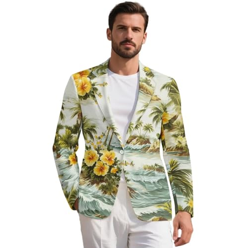 Men's Blazers & Sport Coats One-Button Notched Lapel Casual Suit Jacket Plus Size Business Blazers with Pockets