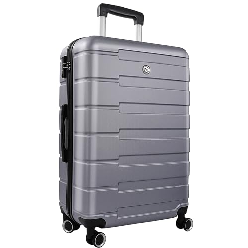 Carry On Luggage with Wheels,20 inch Hard Shell Rolling Suitcase for Travel,Lightweight Small Carry-On Luggage for Plane,Silver&Grey