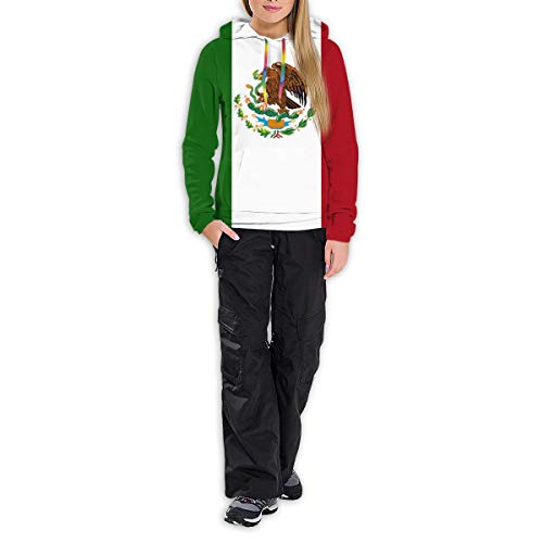 Qg Zzx Women's Mexican Flag Basic Pullover Hoodie Sweatshirt, Black, Large #TOP3