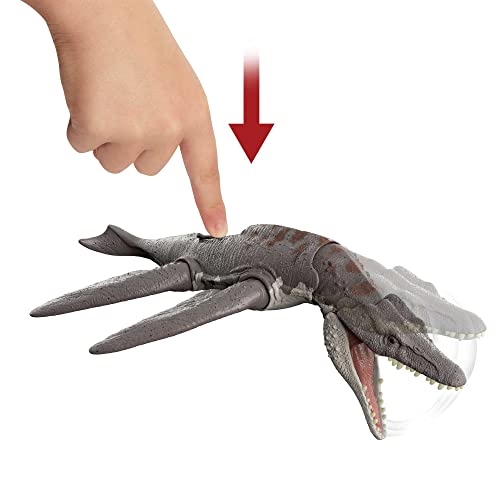 Jurassic World Dominion Roar Strikers Liopluerodon Aquatic Dinosaur Action Figure With Attack Motion And Sound, Toy Gift With Physical And Digital Play #TOP3