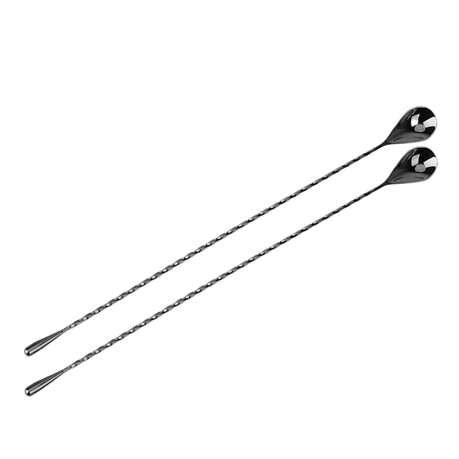 2 uds 40cm Barra agitadora de Acero Inoxidable Cuchara for Mezclar onzas cóctel Patrón En Espiral Herramientas Barman(40cm Black 2pcs)
