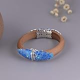 ESCYQ Damen Armbänder Armband Bettelarmband,S 925 Silber Silber Weiblich Silber Brennen Blue Ethnischen Sandelholz Armband Temperament Cloisonne Schmuck