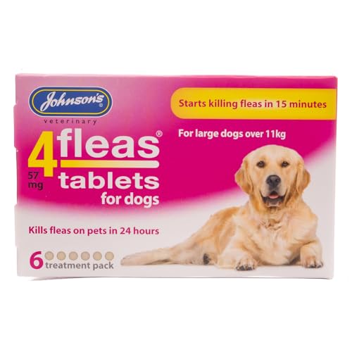 Johnsons Veterinary Products 4Fleas Dog Flea Tablets for Large Dogs, 6 Tablets