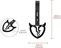 Vista 4 de Q1-TECH, JDM Tsurikawa Anillo japonés de metro, tren, autobús, mango de coche, cuerno de diablo, mango de corazón roto, correa de mano, anillo