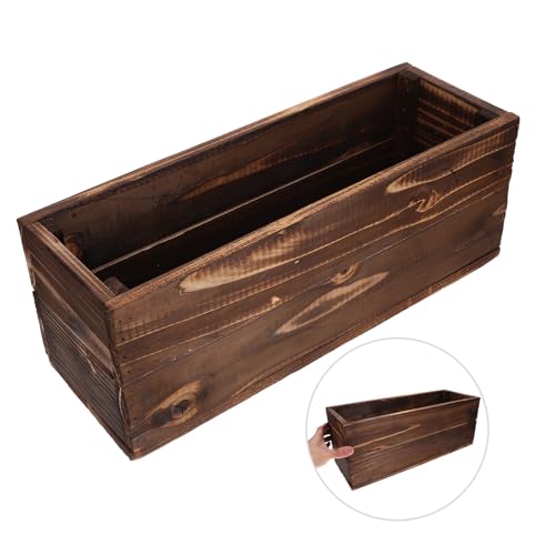 Jardinera de madera rectangular maciza para decorar plantas de exterior en balcones rusticos 8