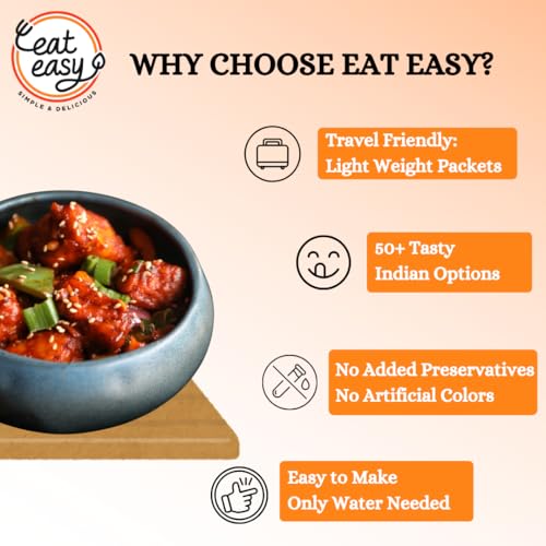 Image of Eat Easy Ready to Eat Paneer Chilli 95g (Pack of 2) After Preparation 235g | Just Add Hot Water & Cook, Freeze Dried Instant Protein Rich Paneer with Spices & Vegetables for Travelers, Trekkers, Student