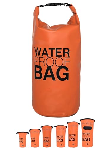 DonDon Dry Bag Borsa Impermeabile da 2l, 5l, 10l, 15l, 20l, 30l con Tracolla - Arancione 2 Litri