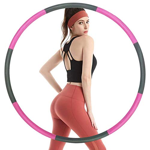 EPROSMIN Exercise Weighted Hoops for Adults- Exercise Hoops for Adults and Kids, 2lb Weighted Hoop, 8 Detachable Sections - Professional Sport Hoops for Women (Pink)
