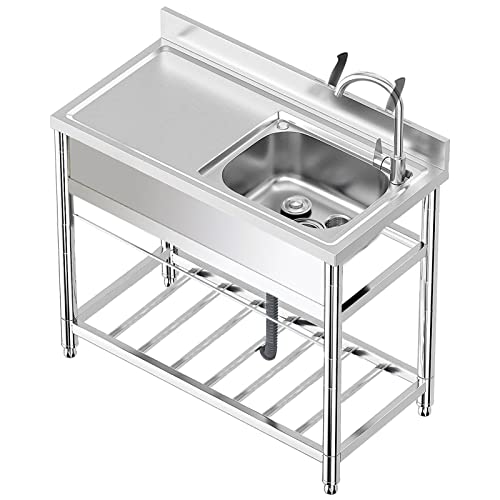 CSXSXAUO Lave-Linge à Main en Acier Inoxydable, Utilitaire et Autonome, pour Camping, avec Plan de Travail et Tuyau, pour Chambre, Garage, sous-Sol et...