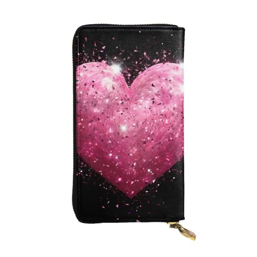 Portefeuille long en cuir cadeau parfait pour fille avec cœur pailleté