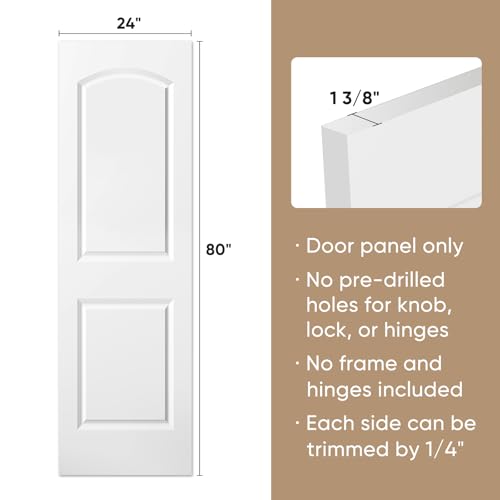 Image of BARNSMITH 24x80 in Raised 2-Panel Arch Top White Primed Interior Door Panel