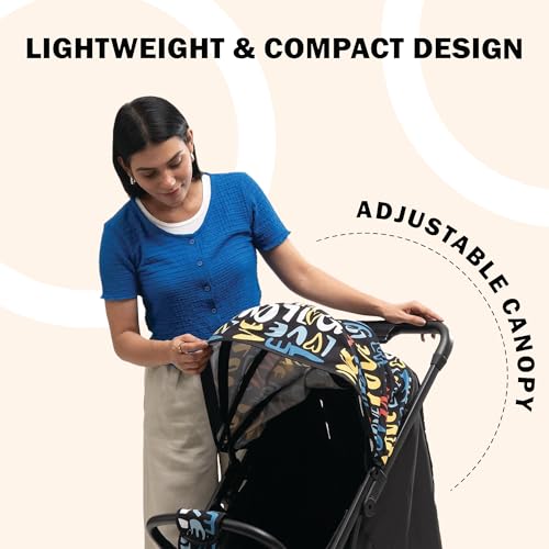 Image of Tinyberg stroller for baby boy 0 to 5 years | 5 Point Safety Harness, Adjustable backrest, 360 Swivel Wheel, Large Storage Basket With Back Pocket | Pram for Baby| One Click Foldable Trolley For Travel (Rainbow Black)