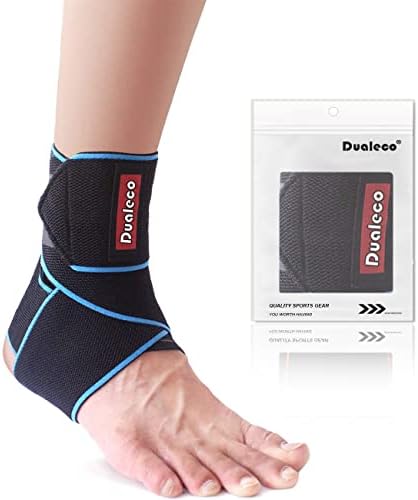 Dualeco Ankle Support 1 Pair, Adjustable Ankle Support Brace for Women/Men/Kids, Elastic Compression Ankle Strap, Ankle Support for Sprained Ankle/Ligament Damage/Achilles Tendon/Weak Ankles/Sports