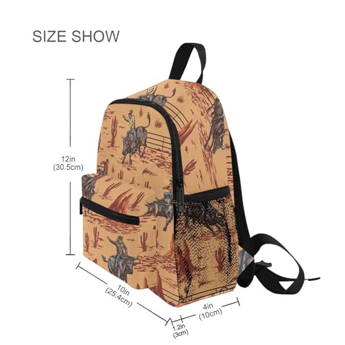 Fisyme Western Cowboy Bulls Toddler Backpack School Bag Kids Daypacks for Kindergarten Preschool Nursery Girls Boys, M3