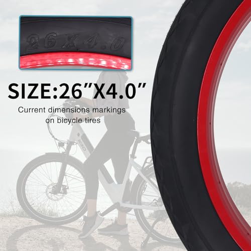 26\" E-Bike Fat Tires 26 x 4.0 Folding Bead Tire and AV32mm Inner Tube for Electric Bicycles Compatible with Wide Mountain Snow Bike Tire (1 Tire 1 Tube) - Thumbnail 6