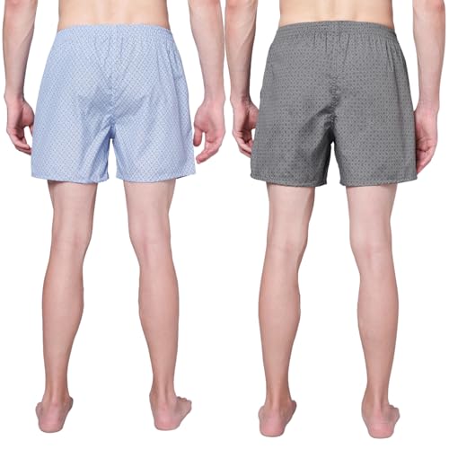 Image of Urban Scottish Men's Pack of 2 Cotton Printed Boxers with Side Pockets