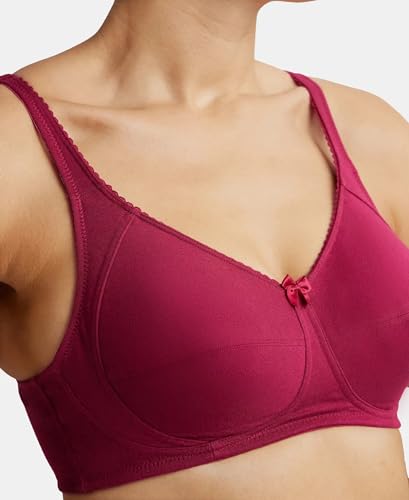 Image of Jockey ES13 Women Wirefree Non Padded Super Combed Cotton Elastane Stretch Full Coverage Plus Size Bra with Side Panel Support