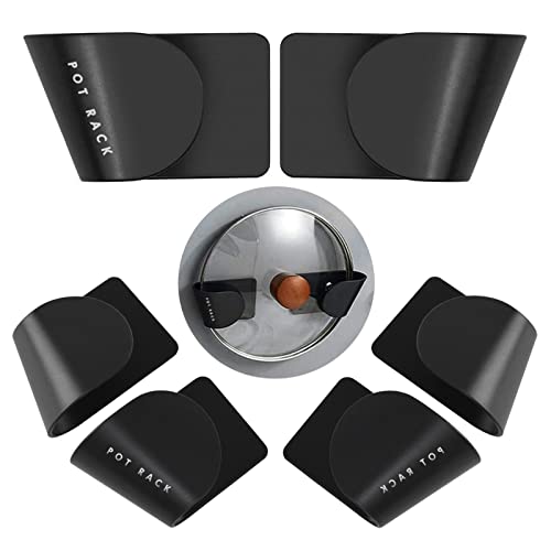 XCVCVB 3 Pares de Soportes de Pared Para Tapas de Ollas Organizador Autoadhesivo Para Tapas de Ollas Soporte de Tapa de Olla de ABS Usado Para Soporte Para Tapa De Olla Para Cocina Casera(Negro) Cover