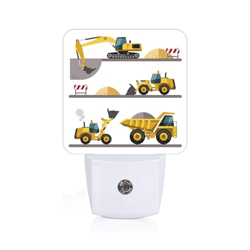 Image of Catoon Trucks Cars Night Light,Plug-in Night Lights with Dusk-to-Dawn Sensor for Stairway,Hallway,Bedroom Sleep Friendly Ideal for Women /Girls /Boys Gift,0.5w