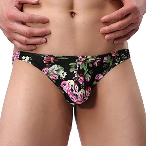Napoo Man Underwear, Elastic Men Boxer Briefs Floral Shorts Bulge Pouch Soft Underpants (M, Black) #TOP4