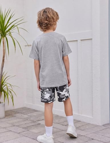 Image of Arshiner Boy's Textured Button Up Shirt and Shorts Set 2 Piece Summer Beach Outfit for 5~12 Years Kids