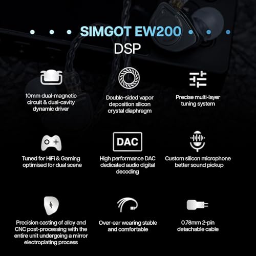 Image of Linsoul SIMGOT EW200 10mm SCP Diaphragm Dynamic Driver IEM in-Ear Earphones