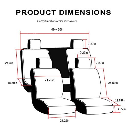 Freesoo Car Seat Covers Leather, Waterproof Seat Cover Full Set Automotive Cushion Protector Accessories Airbag Compatible Universal Fit For 5 Seats Vehicle (Black Blue 8) #TOP6