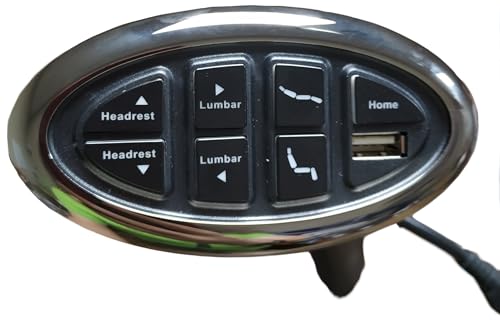 FR 7 Button Handset for Recliners with Headrest, Lumbar, and Recline Controls and USB Charging.