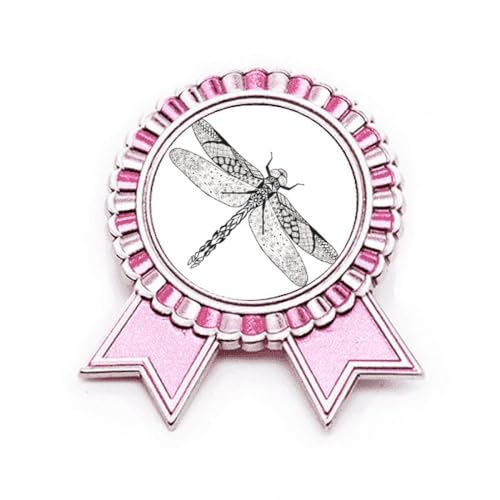 Broche rose libellule portrait d'animal M en métal pour personnaliser une veste