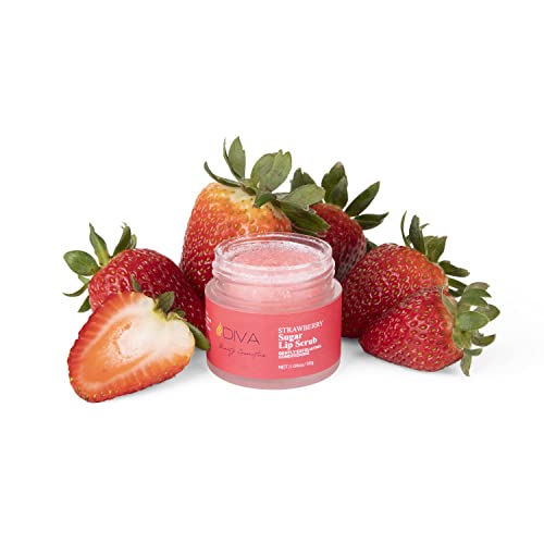 Diva's Sweet Dream Strawberry Sugar Lip Scrub And Sweet Moisturizing Lip Mask With A Lip Brush, 2 In 1 Organic Lip Care Moisturizer, Exfoliating Fruit Vegan, Repairs, Rejuvenates And Nourishes Cracked Lips, Chapped Lips, Lip Wrinkles, Dead & Dry Skin, Moisturize Lips, Overnight Formula, Lip Caring Kit 1.94 Oz #TOP3