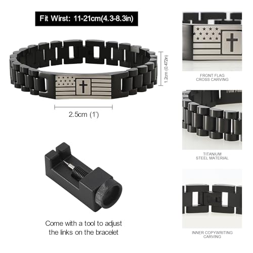 HSM Christian Bracelet for Men– Mens Bracelet with Bible Verse, Faith & Patriotic Stainless Steel Bracelets for Men, Religious Gift for Husband, Dad, Son – Adjustable4