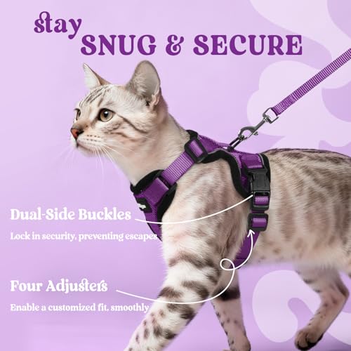 Image of rabbitgoo Cat Harness and Leash Set, Escape Proof Vest, Purple