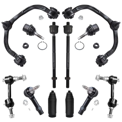 Image of Detroit Axle - 12pc Front End Control Arms Kit for 04-06 Ford Expedition Lincoln Navigator, Upper Control Arms Tie Rods Sway Bars Boots Lower Ball Joints 2004 2005 2006 Replacement