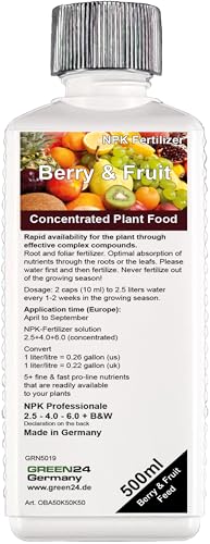 GREEN24 Engrais HIGH-TECH pour arbres fruitiers et arbustes à baies, fertilisation de fruits et de baies
