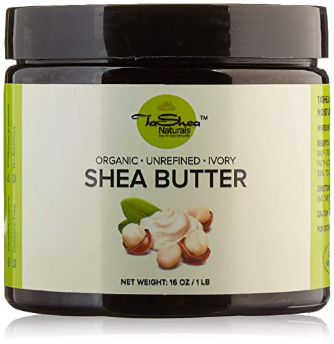 Organic Shea Butter by TaShea Naturals: Virgin Ivory (16oz) USDA Certified Shea Butter – Nourishing Healing Emollient for Hair, Skin and Nails or DIY products