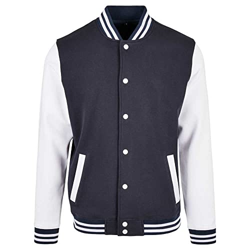 Build Your Brand Homme Bb004-basic College Jacket, Bleu Marine/Blanc, XL EU