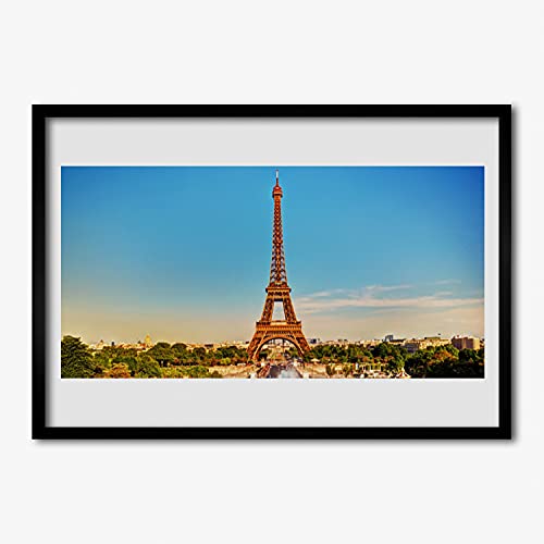 Affiche encadrée Tour Eiffel 70x50 cm avec cadre en MDF noir Tulup pour décoration murale