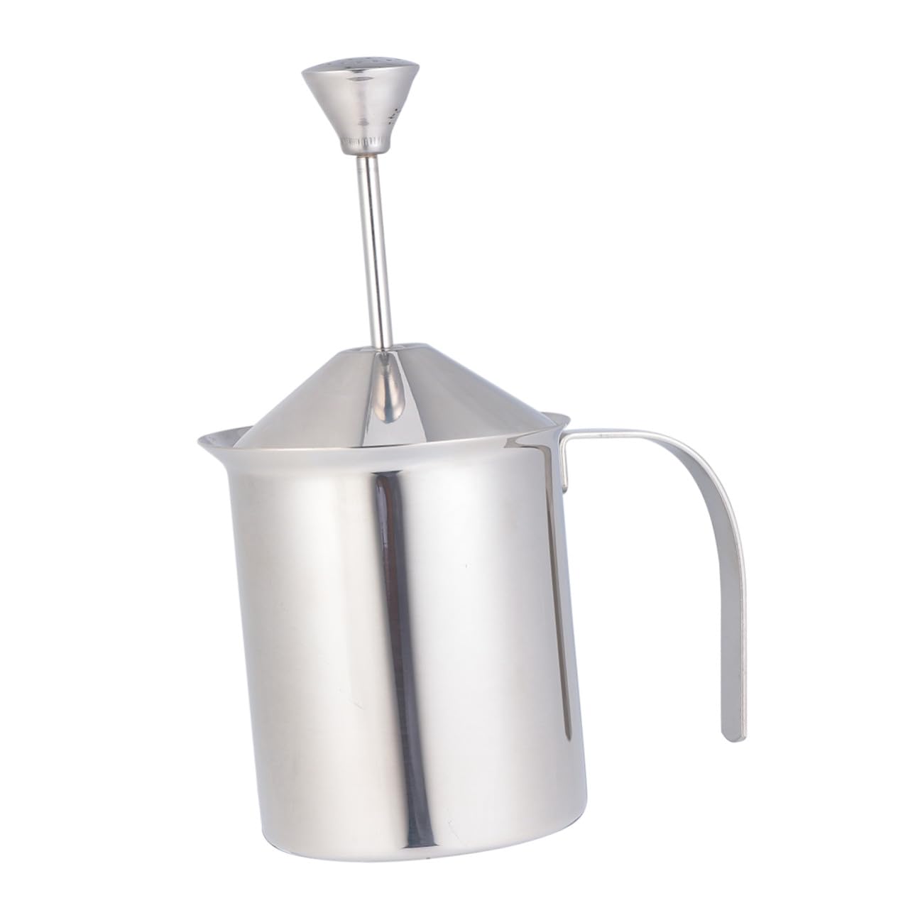Espumador de Leche Manual para Uso en Cafeterías y Hogar Resistente al Calor de Acero Inoxidable con Filtro de Doble Capa, Capacidad 400 Ml