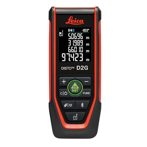 Leica DISTO D2G Green Laser Measure with NFC and Bluetooth (app use) fold-Out end-piece (Automatic Detection) and tilt Sensor for Measurements in Very Bright environments (with 120 m Range)