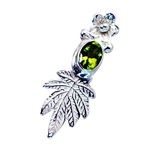 Péridot en argent sterling de style prestige avec pierre ovale véritable