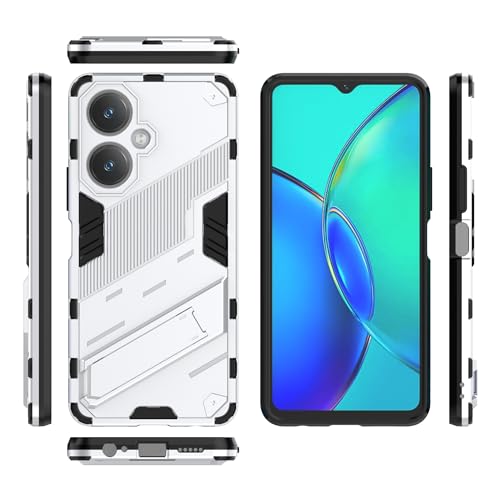 OnePlus Ace 2 Pro �X�����P�[�X�ƌ݊�������A�X�^���h�L�b�N�X�^���h PC & TPU �d�b�P�[�X�J�o�[�A���ȑϏՌ��ی�J�o�[�u���P�b�g�ی�V�F���t��(Sliver)