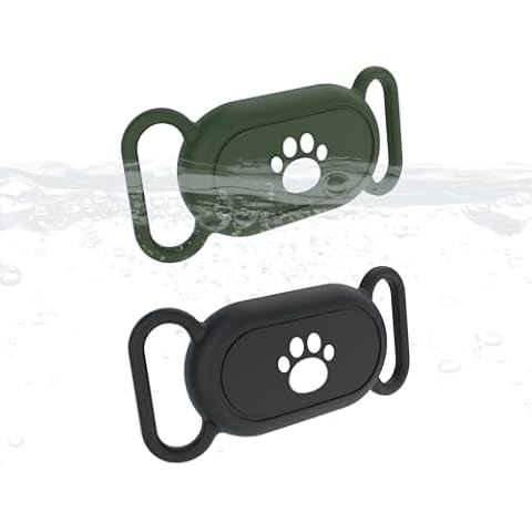 (2 Packs) Protective Cases Waterproof for Samsung Galaxy SmartTags 2,Doweiss Silicon Rubber Protective Cover Anti-Scratch for Pet Collars Fit for Galaxy SmartTags 2 Waterproof (Black + Army Green) Cover