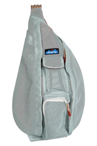 KAVU Beach Rope Bag Mesh Crossbody Sling Backpack - Cool Aqua